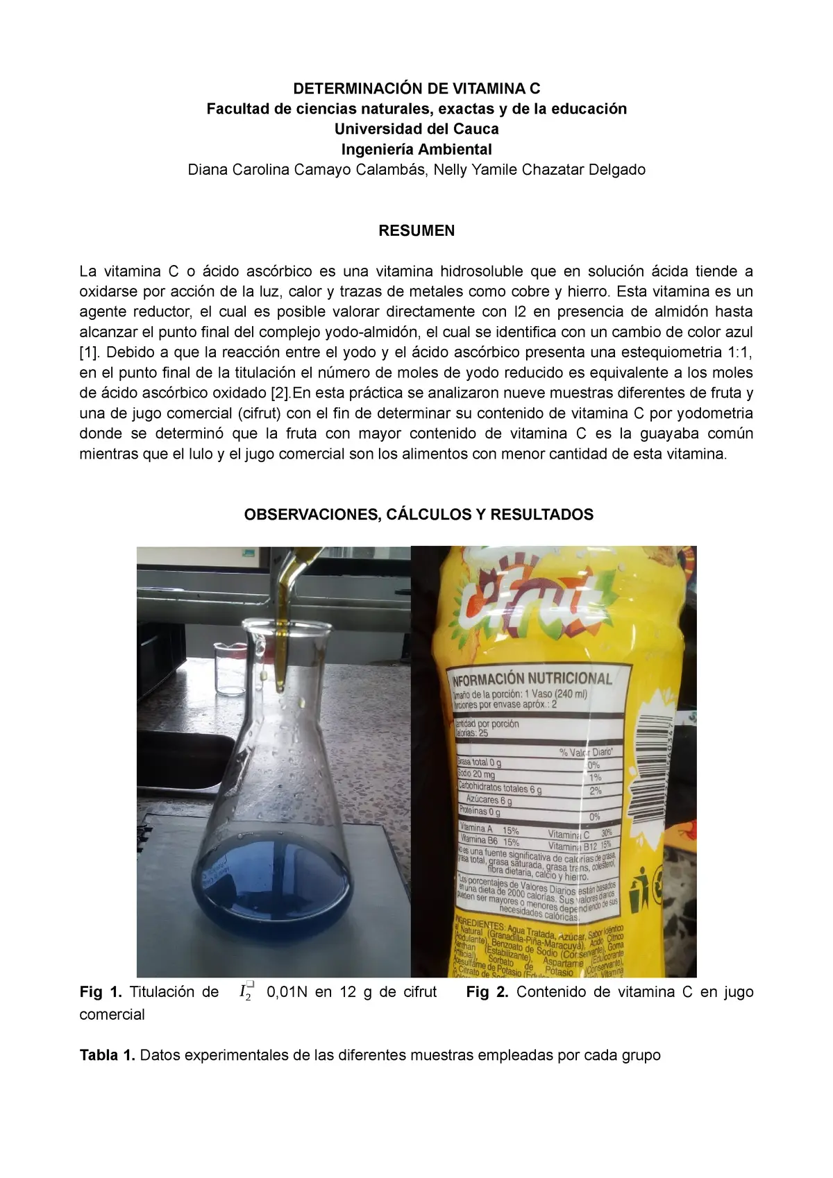 determinación de vitamina c en jugos - Cómo podemos determinar cuáles son las bebidas frutas o alimentos que contienen vitamina C