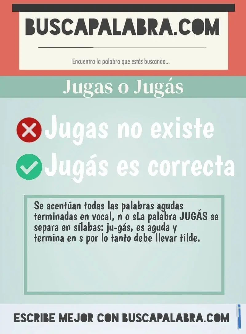 jugas o jugás - Cómo se escribe jugás