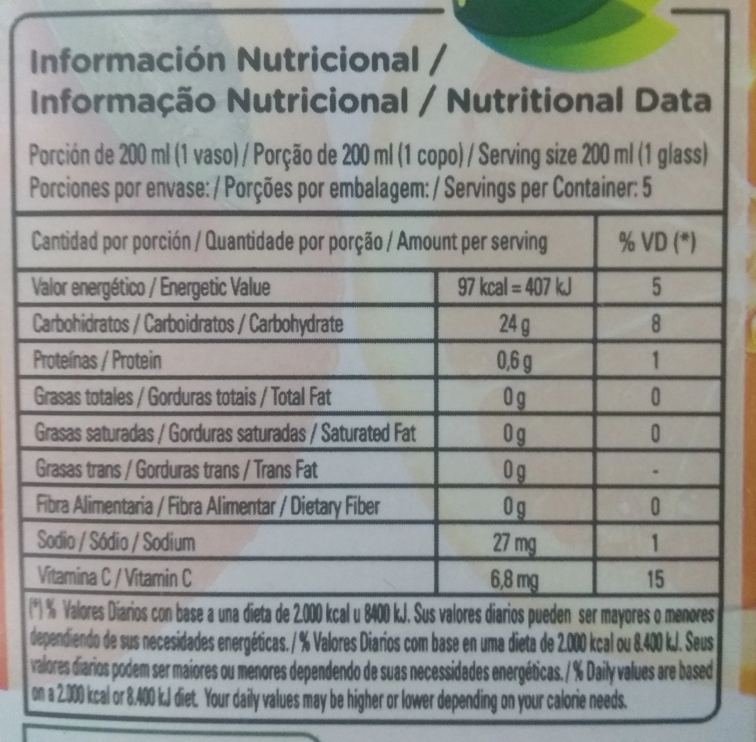 Información Nutricional del Jugo Baggio - Qué aporta el Baggio informacion nutricional jugo baggio - Qué aporta el Baggio
