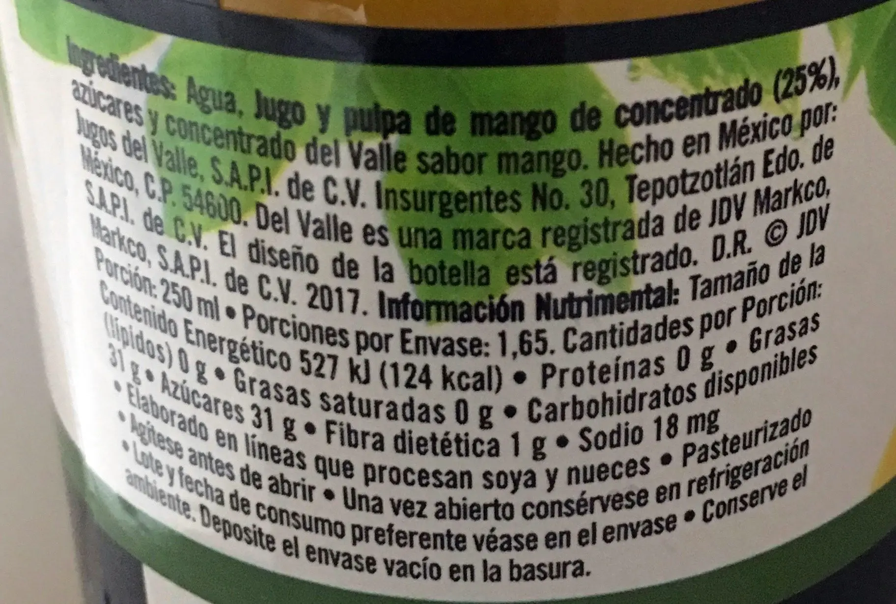 ingredientes del jugo del valle - Qué contiene el jugo del Valle