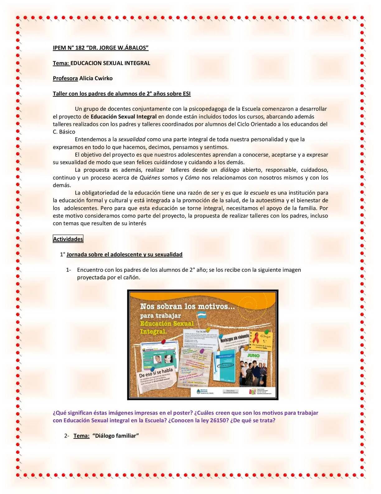 juegos para trabajar esi con los padres - Qué propone la ESI para la familia
