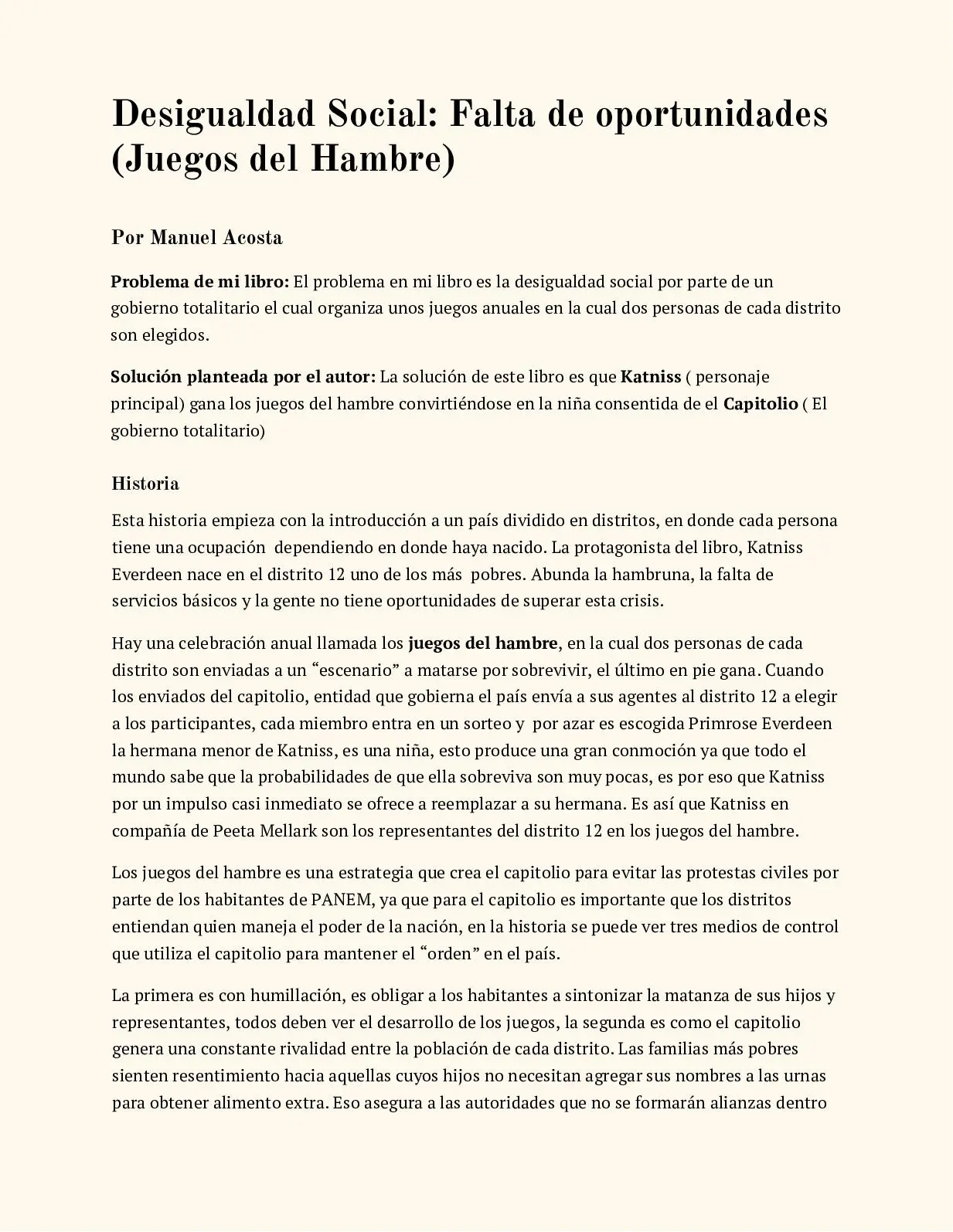 Ensayo del libro Los Juegos del Hambre: Un éxito narrativo - Quién cuenta la historia de Los Juegos del Hambre ensayo del libro los juegos del hambre - Quién cuenta la historia de Los Juegos del Hambre